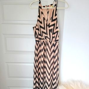 Gianni Bini black and tan chevron dress